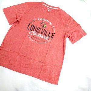 Champion Mens Red Heathered Louisville Cardinals Pullover T Shirt Size L…